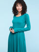 WDR2305 Women's Comfy Casual Long Sleeve Flowy Dresses Loose Plain Dress with Pockets