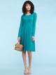 WDR2305 Women's Comfy Casual Long Sleeve Flowy Dresses Loose Plain Dress with Pockets