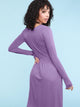 WDR2305 Women's Comfy Casual Long Sleeve Flowy Dresses Loose Plain Dress with Pockets
