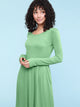 WDR2305 Women's Comfy Casual Long Sleeve Flowy Dresses Loose Plain Dress with Pockets