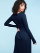 WDR2305 Women's Comfy Casual Long Sleeve Flowy Dresses Loose Plain Dress with Pockets