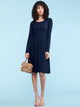 WDR2305 Women's Comfy Casual Long Sleeve Flowy Dresses Loose Plain Dress with Pockets