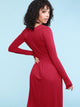 WDR2305 Women's Comfy Casual Long Sleeve Flowy Dresses Loose Plain Dress with Pockets
