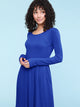 WDR2305 Women's Comfy Casual Long Sleeve Flowy Dresses Loose Plain Dress with Pockets