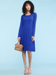 WDR2305 Women's Comfy Casual Long Sleeve Flowy Dresses Loose Plain Dress with Pockets
