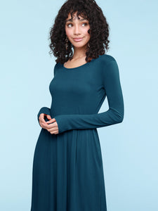 WDR2305 Women's Comfy Casual Long Sleeve Flowy Dresses Loose Plain Dress with Pockets