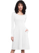 WDR2305 Women's Comfy Casual Long Sleeve Flowy Dresses Loose Plain Dress with Pockets
