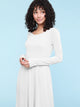 WDR2305 Women's Comfy Casual Long Sleeve Flowy Dresses Loose Plain Dress with Pockets