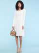 WDR2305 Women's Comfy Casual Long Sleeve Flowy Dresses Loose Plain Dress with Pockets