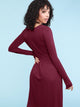 WDR2305 Women's Comfy Casual Long Sleeve Flowy Dresses Loose Plain Dress with Pockets