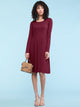 WDR2305 Women's Comfy Casual Long Sleeve Flowy Dresses Loose Plain Dress with Pockets
