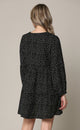 WDR2351 Women's Long Sleeve V neck Casual Loose Flowy Swing Shift Dress
