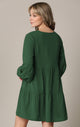 WDR2351 Women's Long Sleeve V neck Casual Loose Flowy Swing Shift Dress