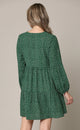 WDR2351 Women's Long Sleeve V neck Casual Loose Flowy Swing Shift Dress