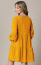 WDR2351 Women's Long Sleeve V neck Casual Loose Flowy Swing Shift Dress