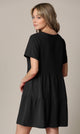 WDR2354 Women Short Sleeve Tunic Dress V Neck Casual Loose Flowy Swing Shift Dresses