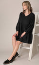 WDR2354 Women Short Sleeve Tunic Dress V Neck Casual Loose Flowy Swing Shift Dresses