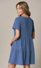 WDR2354 Women Short Sleeve Tunic Dress V Neck Casual Loose Flowy Swing Shift Dresses
