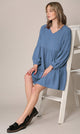 WDR2354 Women Short Sleeve Tunic Dress V Neck Casual Loose Flowy Swing Shift Dresses