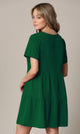 WDR2354 Women Short Sleeve Tunic Dress V Neck Casual Loose Flowy Swing Shift Dresses