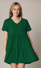 WDR2354 Women Short Sleeve Tunic Dress V Neck Casual Loose Flowy Swing Shift Dresses