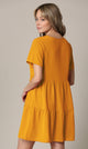 WDR2354 Women Short Sleeve Tunic Dress V Neck Casual Loose Flowy Swing Shift Dresses