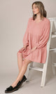WDR2354 Women Short Sleeve Tunic Dress V Neck Casual Loose Flowy Swing Shift Dresses