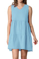 WDR2357 Women Sleeveless Tunic Dress V Neck Casual Loose Flowy Swing Shift