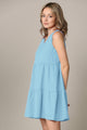 WDR2357 Women Sleeveless Tunic Dress V Neck Casual Loose Flowy Swing Shift