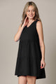 WDR2357 Women Sleeveless Tunic Dress V Neck Casual Loose Flowy Swing Shift
