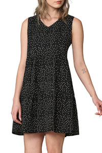 WDR2357 Women Sleeveless Tunic Dress V Neck Casual Loose Flowy Swing Shift