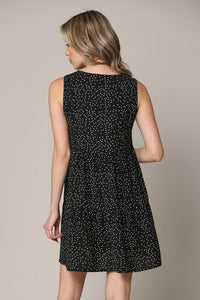 WDR2357 Women Sleeveless Tunic Dress V Neck Casual Loose Flowy Swing Shift