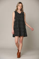 WDR2357 Women Sleeveless Tunic Dress V Neck Casual Loose Flowy Swing Shift