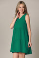 WDR2357 Women Sleeveless Tunic Dress V Neck Casual Loose Flowy Swing Shift