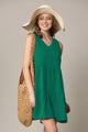 WDR2357 Women Sleeveless Tunic Dress V Neck Casual Loose Flowy Swing Shift