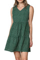 WDR2357 Women Sleeveless Tunic Dress V Neck Casual Loose Flowy Swing Shift