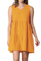 WDR2357 Women Sleeveless Tunic Dress V Neck Casual Loose Flowy Swing Shift