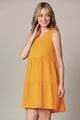 WDR2357 Women Sleeveless Tunic Dress V Neck Casual Loose Flowy Swing Shift