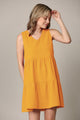 WDR2357 Women Sleeveless Tunic Dress V Neck Casual Loose Flowy Swing Shift