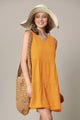 WDR2357 Women Sleeveless Tunic Dress V Neck Casual Loose Flowy Swing Shift