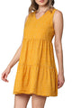 WDR2357 Women Sleeveless Tunic Dress V Neck Casual Loose Flowy Swing Shift