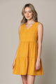 WDR2357 Women Sleeveless Tunic Dress V Neck Casual Loose Flowy Swing Shift