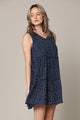WDR2357 Women Sleeveless Tunic Dress V Neck Casual Loose Flowy Swing Shift