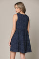 WDR2357 Women Sleeveless Tunic Dress V Neck Casual Loose Flowy Swing Shift
