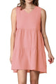 WDR2357 Women Sleeveless Tunic Dress V Neck Casual Loose Flowy Swing Shift