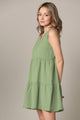 WDR2357 Women Sleeveless Tunic Dress V Neck Casual Loose Flowy Swing Shift