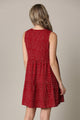 WDR2357 Women Sleeveless Tunic Dress V Neck Casual Loose Flowy Swing Shift