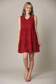 WDR2357 Women Sleeveless Tunic Dress V Neck Casual Loose Flowy Swing Shift