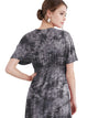 WDR2386 Women's Airy Short Sleeve Kimono Style Deep V Neck Tie dye Dress