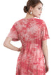 WDR2386 Women's Airy Short Sleeve Kimono Style Deep V Neck Tie dye Dress